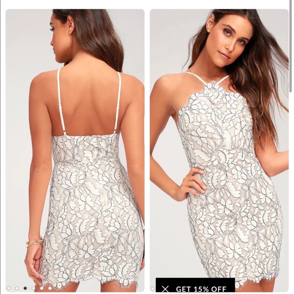 NWT Lulu’s Delicate Darling White/Cream Lace Mini Dress
